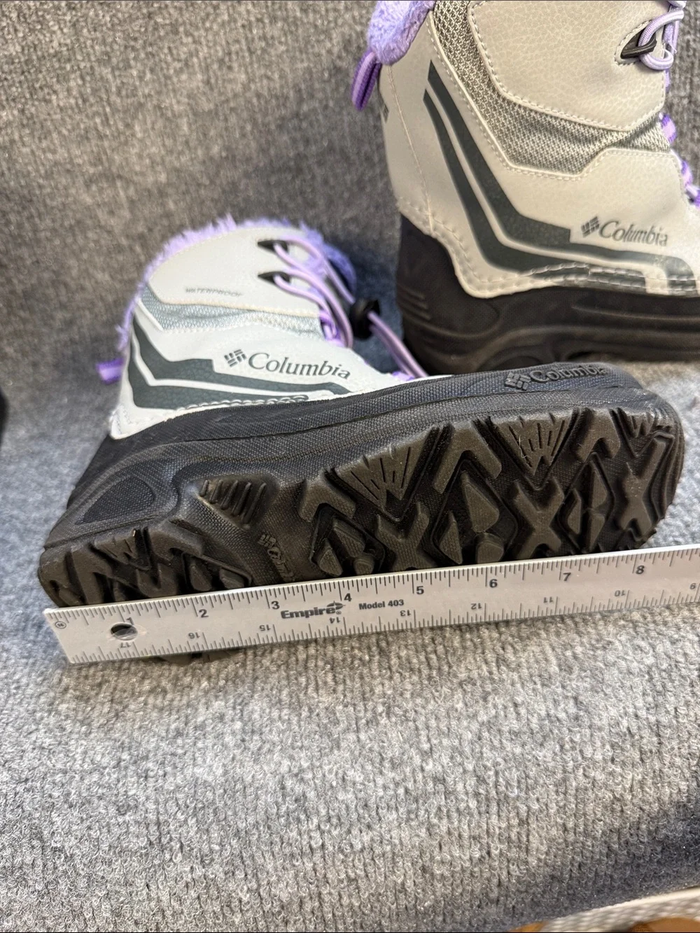 Columbia Kids' Gray and Lavender Waterproof Snow Boots Size 2